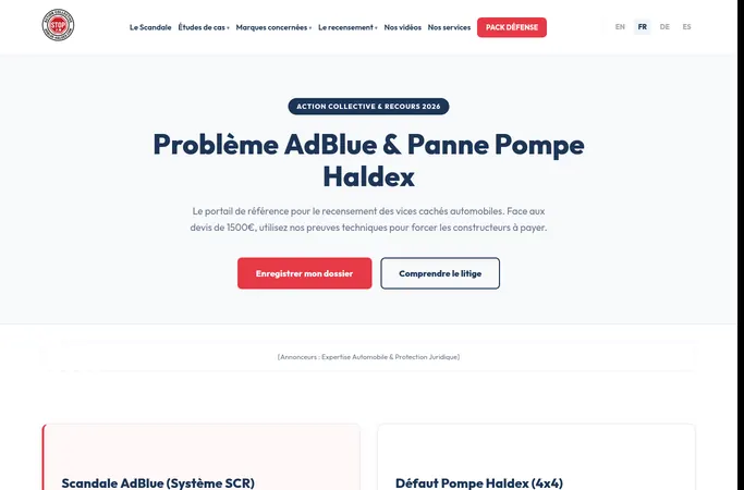 Forhåndsvisning av forsiden til adblue-haldex.com