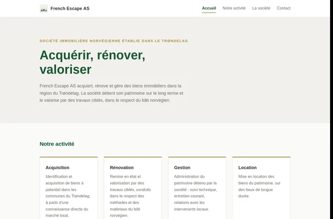 Forhåndsvisning av forsiden til french-escape.fr