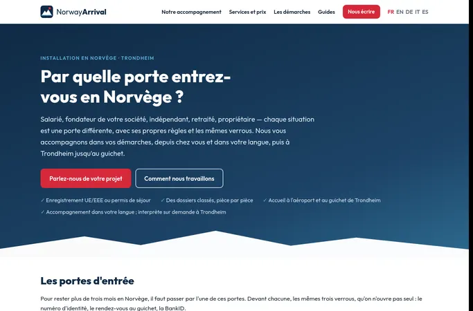 Forhåndsvisning av forsiden til norway-arrival.com